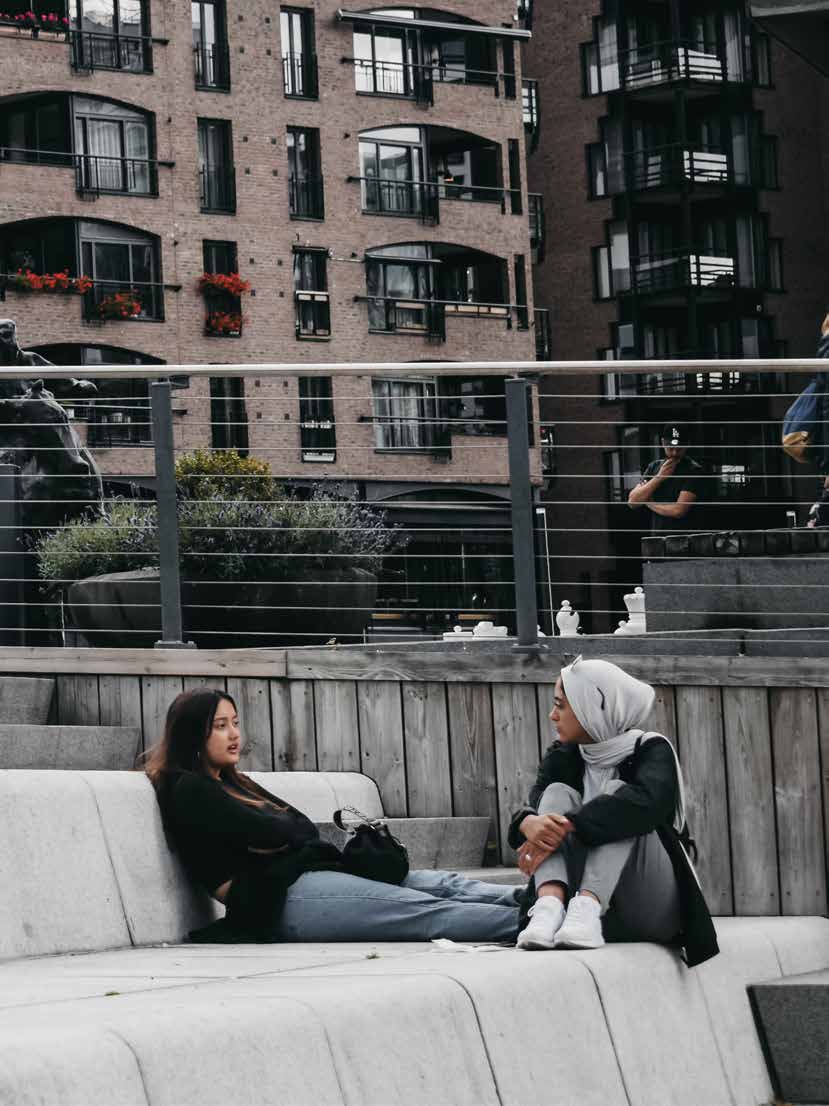 Two young women relaxing in the Oslo area.