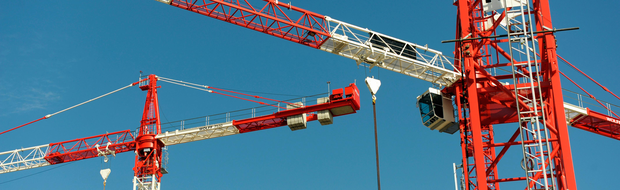 Red and white cranes