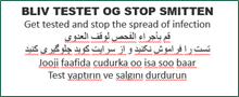 The post says: Get tested and stop the spread of infection. 