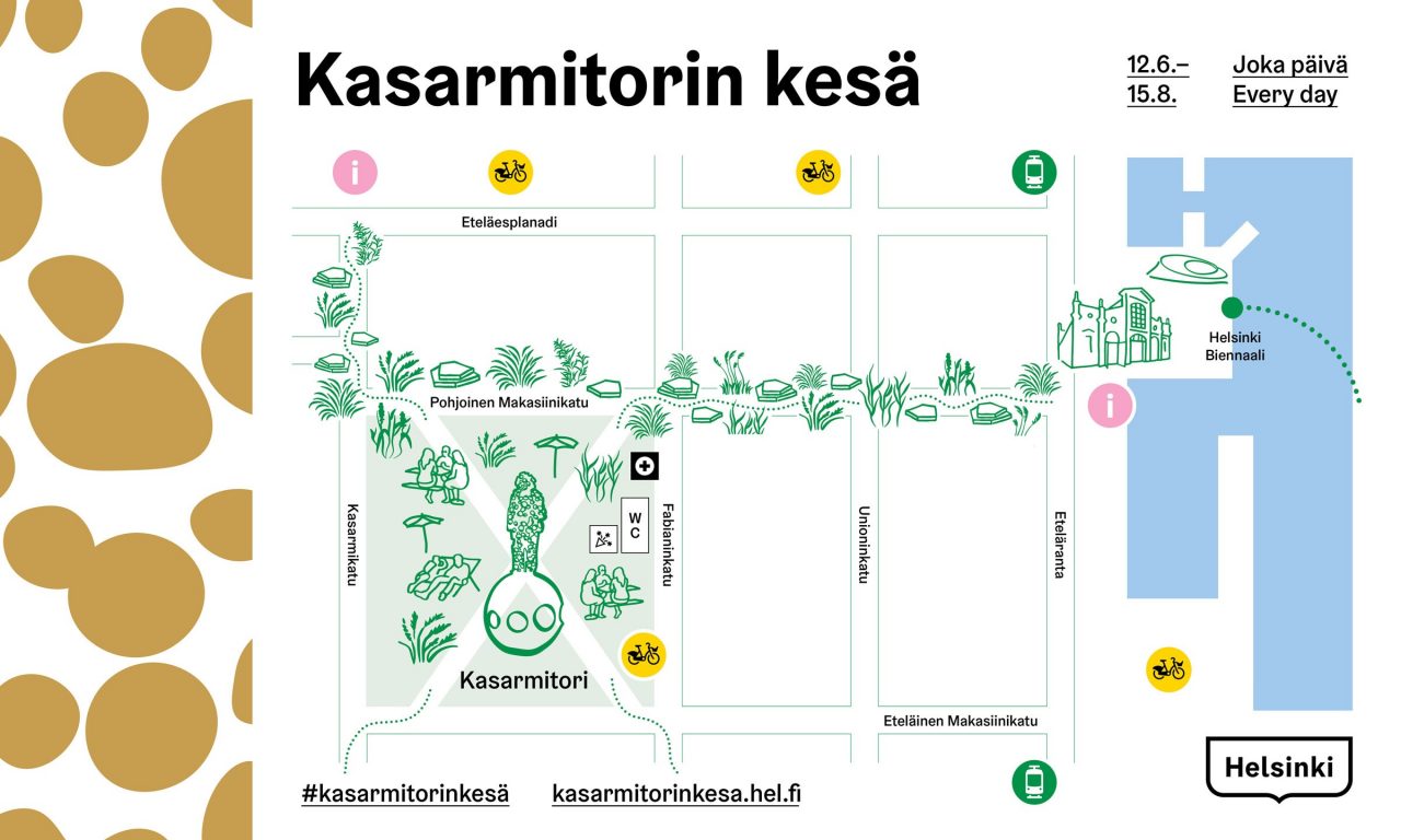 A map depicting the streets and a square allocated to the Helsinki 2022 summer street project.