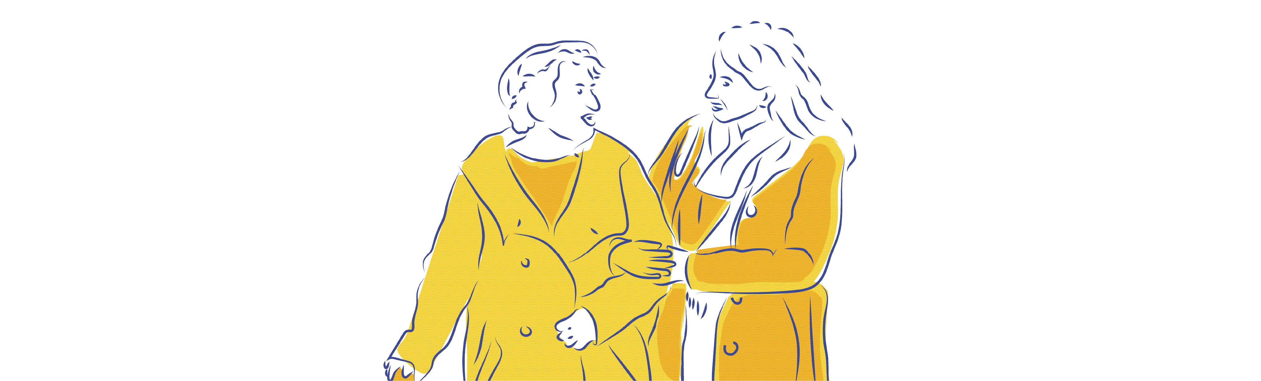 old and young woman talking