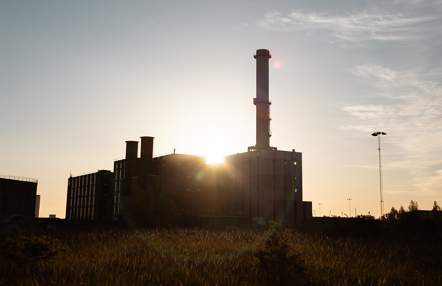 Power plant in sunset