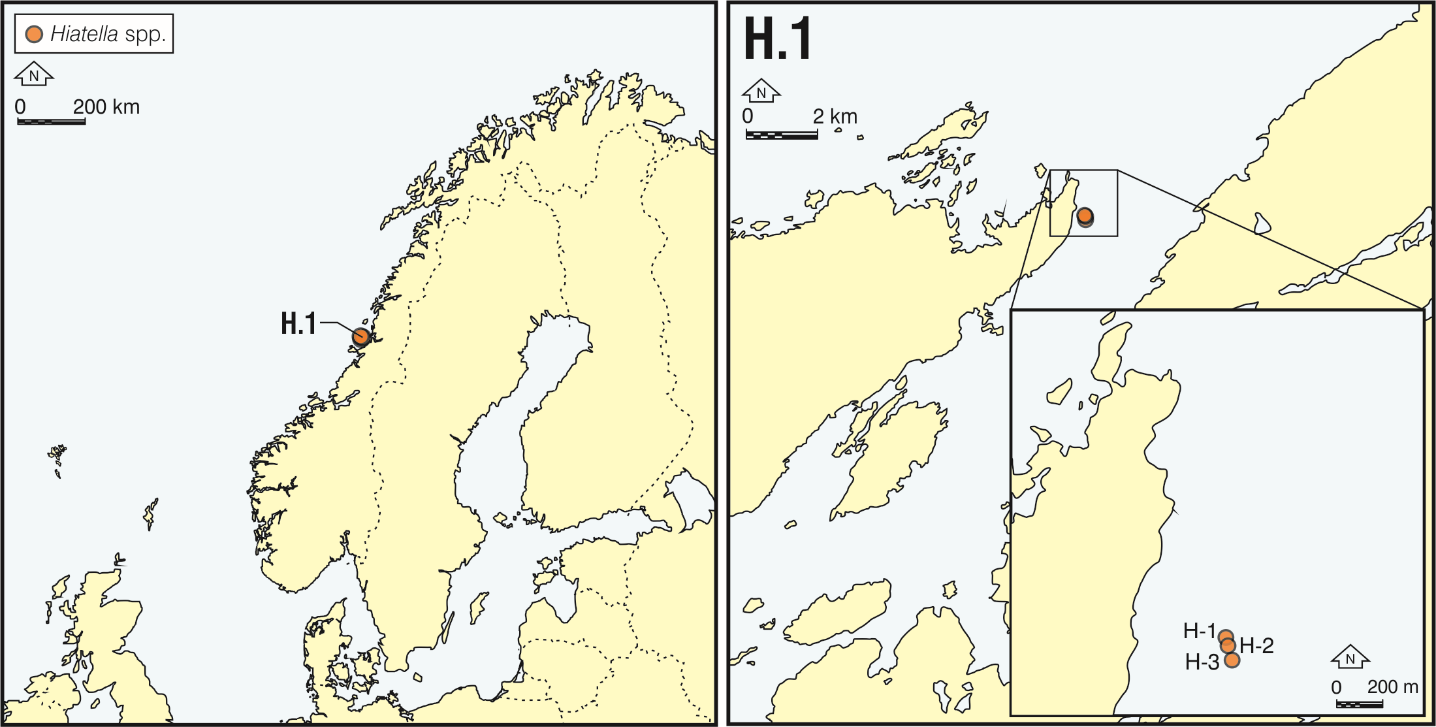 Maps showing sites for samples