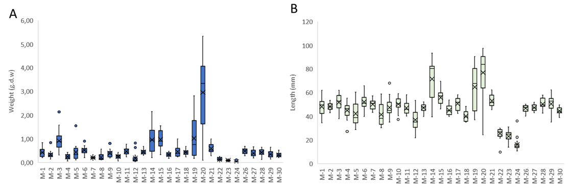 Box plots A and B