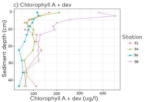 Graph showing the concentration of chlorophyll a and
derivatives 