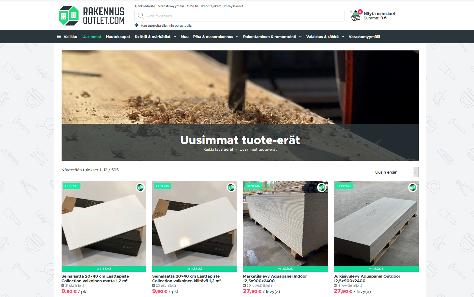 Homepage of Rakennus Outlet.com