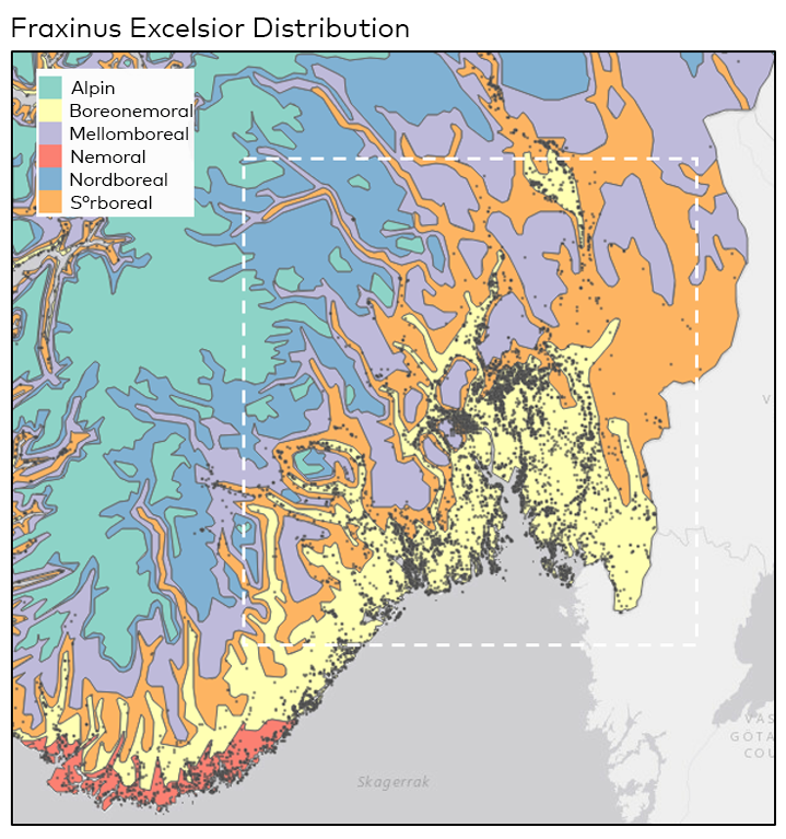 Map over Southern Norway