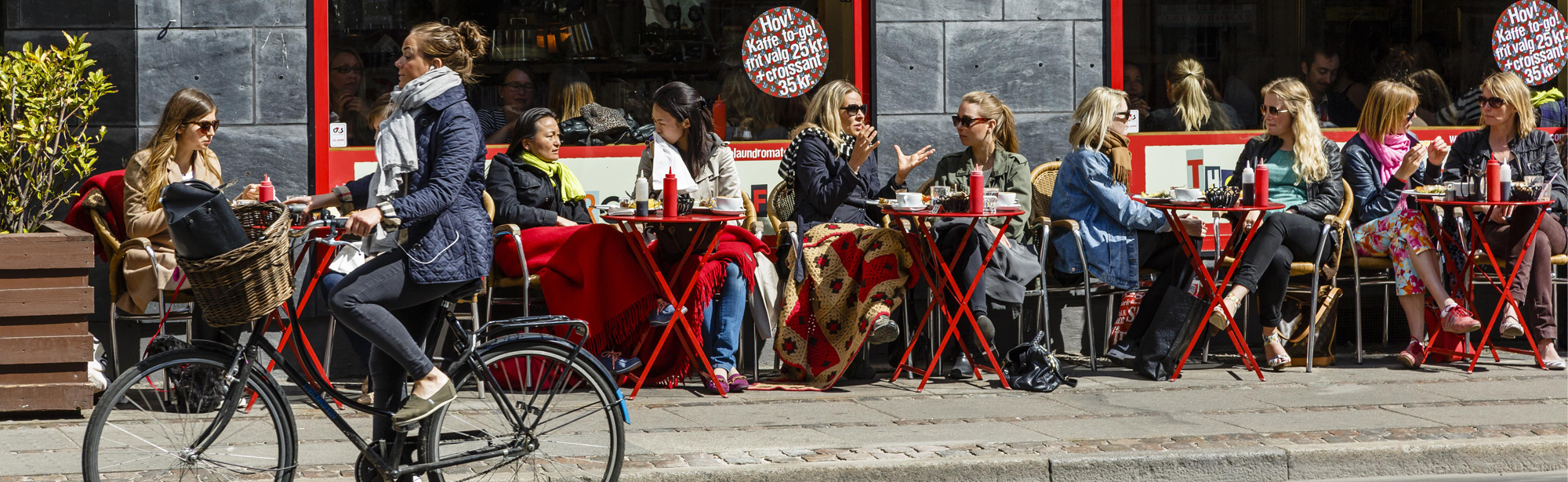 People outside café