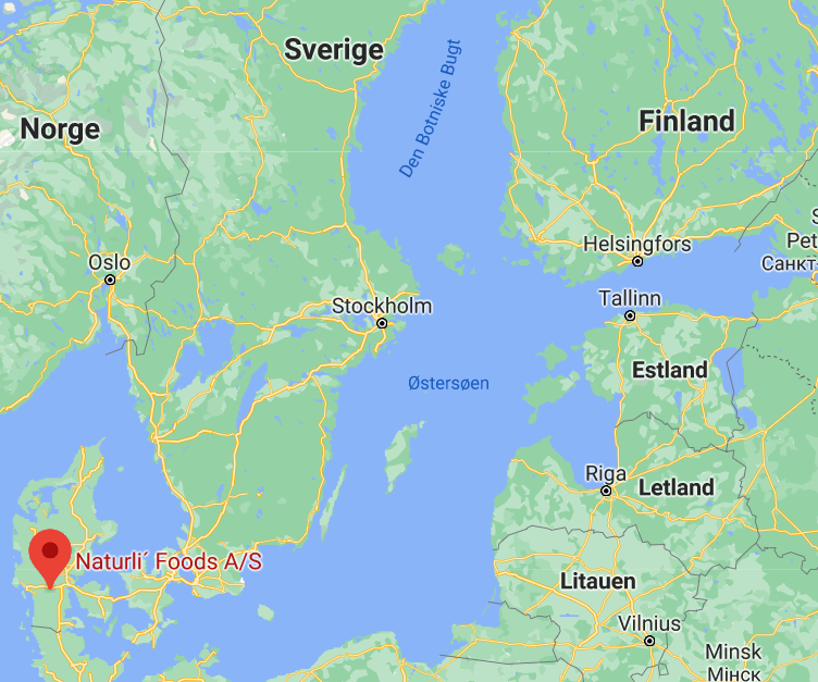 Map showing Naturli' Foods A/S