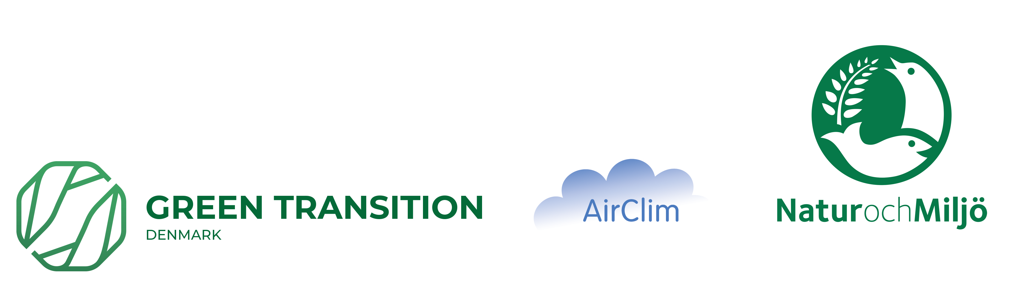 Logos for Green Transition Denmark, AirClim and The Finnish Society for Nature and Environment