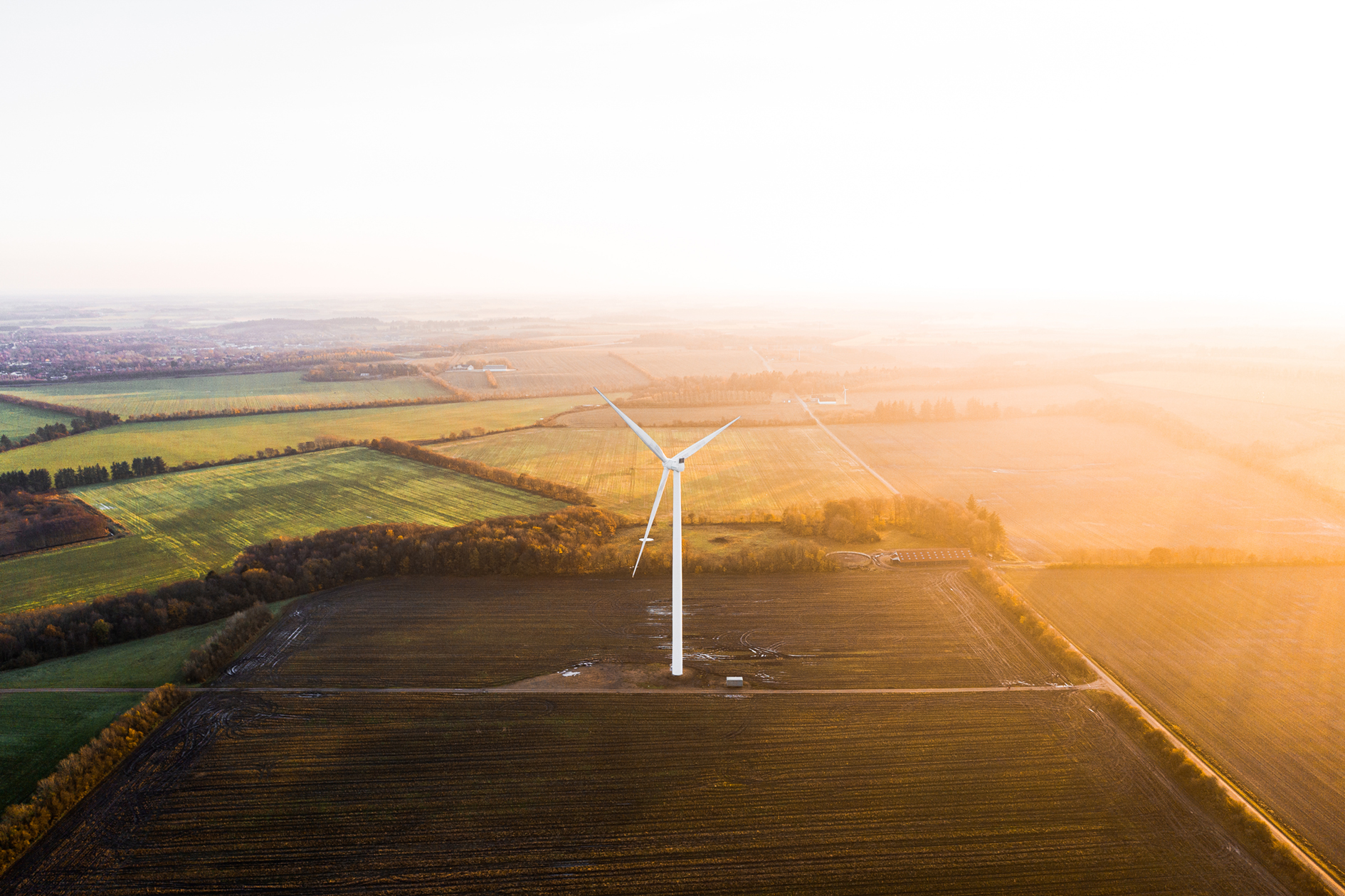 Wind turbine on field