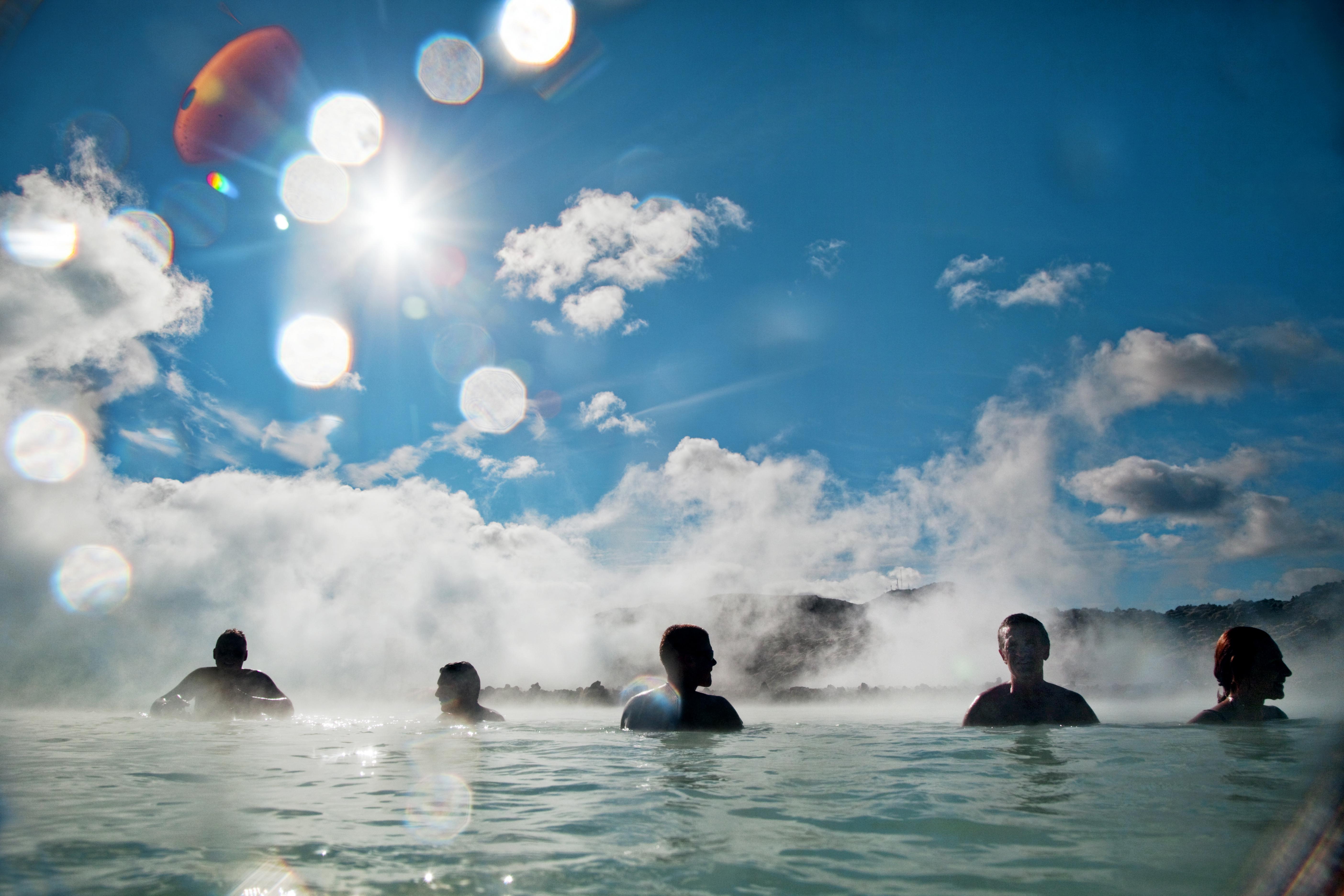 Bathing in hot springs