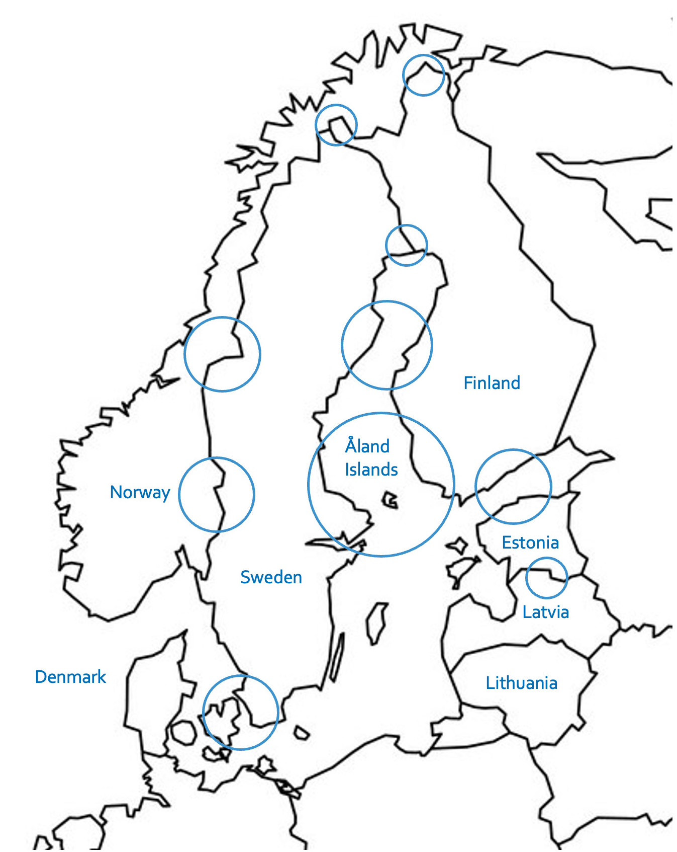 Map showing the Nordic and Baltic ´Countries