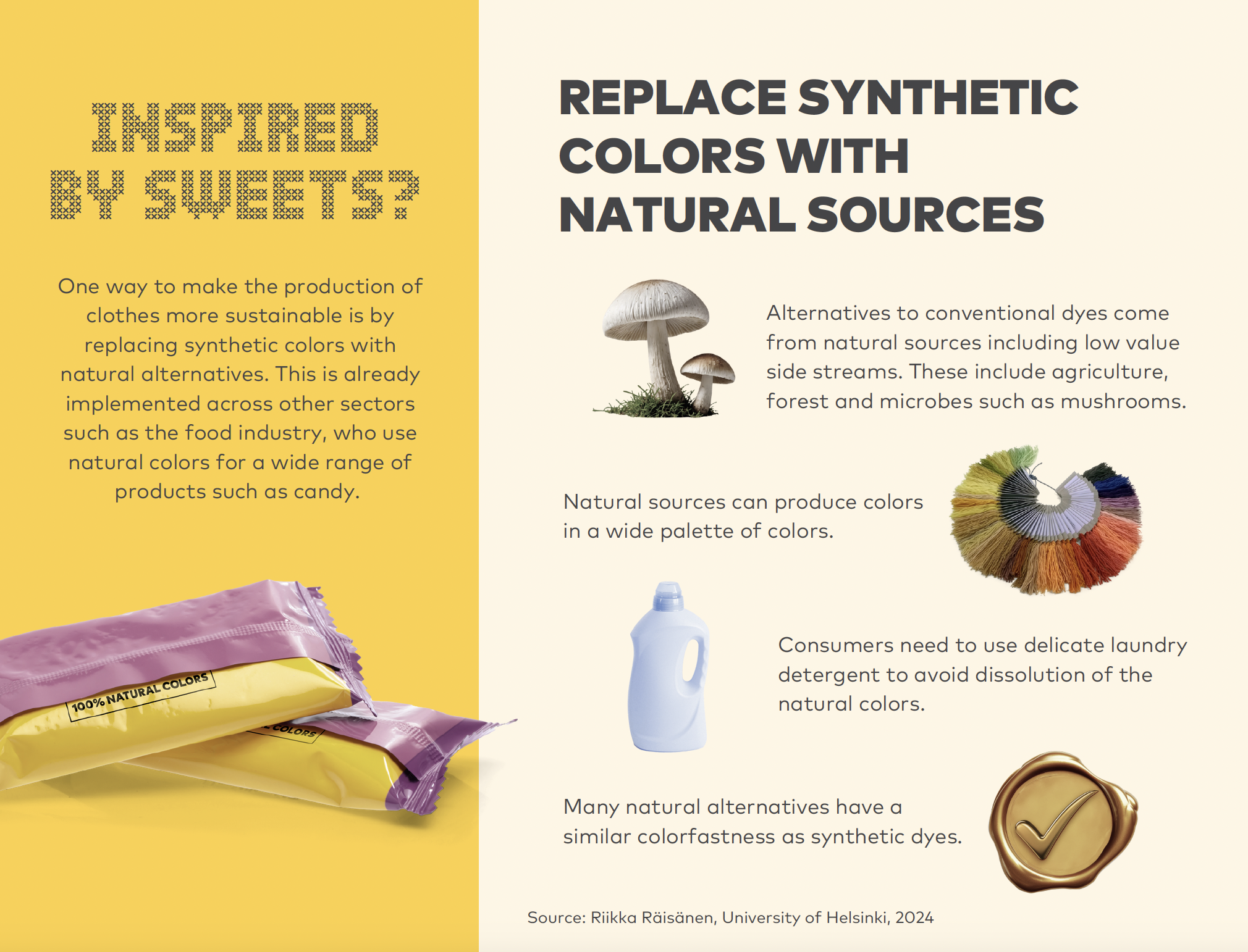 Infographic shows information on replacing synthetic colors with natural sources